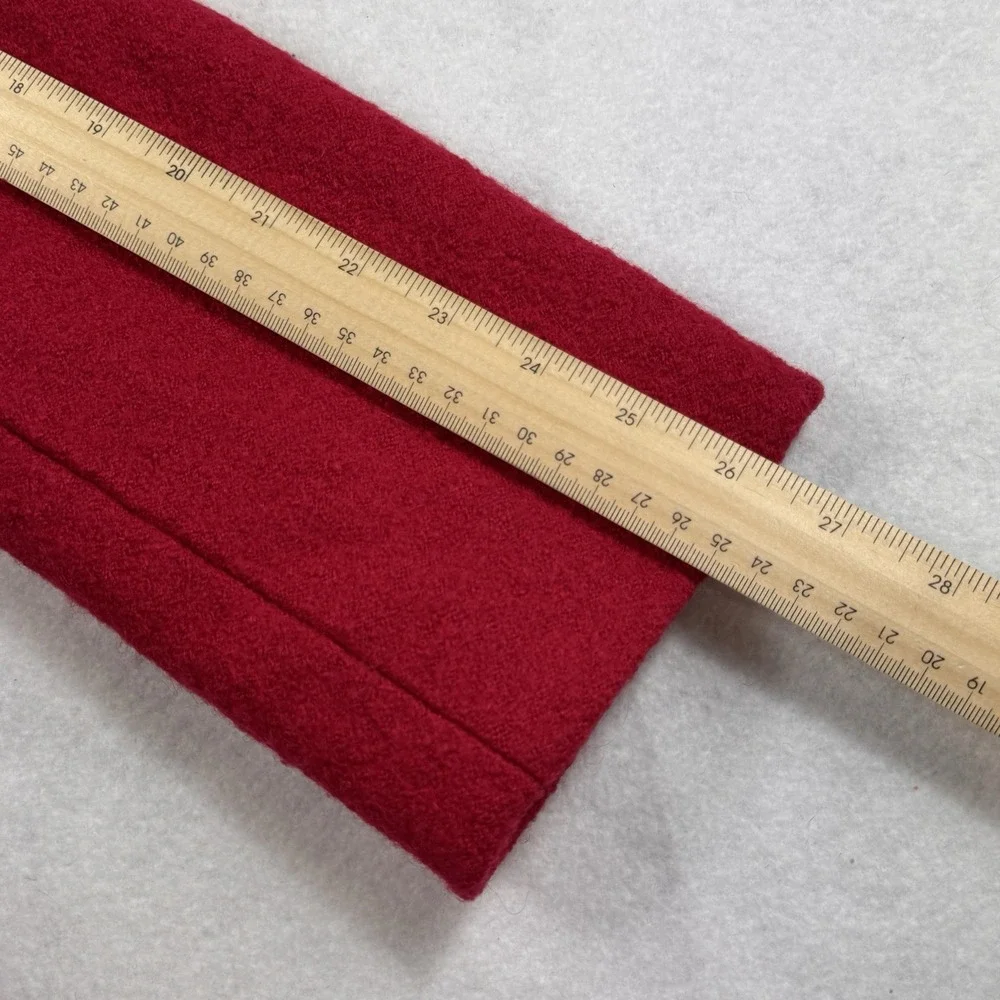 Lands' End Wool‎ Blend Jacket Womens 14 Red Zip Up Classic Preppy Minimalist